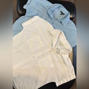 Sim & Sam Womens Button Front Lightweight Collared Tops Pair Of 2 Medium Career